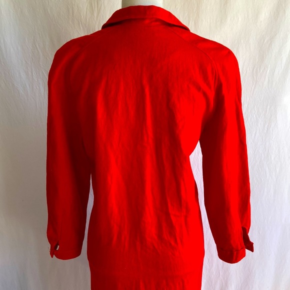 Vintage 1970s Red Wool Button Down Dress Sz 12 - Picture 5 of 11